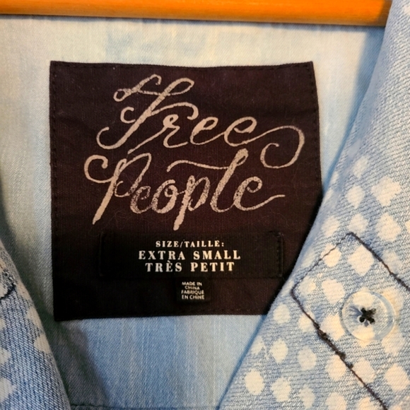 Free People Chambray Hooded Jacket Oversized Denim Coat XS - Picture 6 of 6